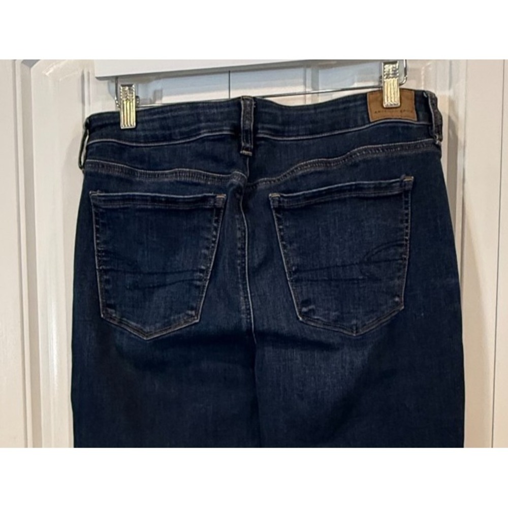 American Eagle Next Level Stretch Jeans Women's 12 Long Dark Wash Straight Leg D - Picture 3 of 10